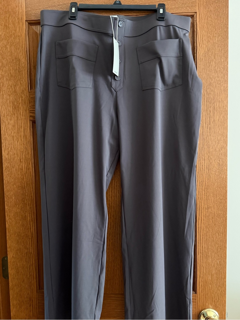 NWT. Halara. High-Rise Button-Front Wide-Leg Pants in deep red grey. 2X. - Picture 4 of 5